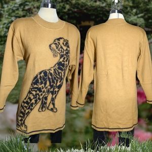 MUNDI Gorgeous Beige Print Tiger Front Sweater Size European 38 US L